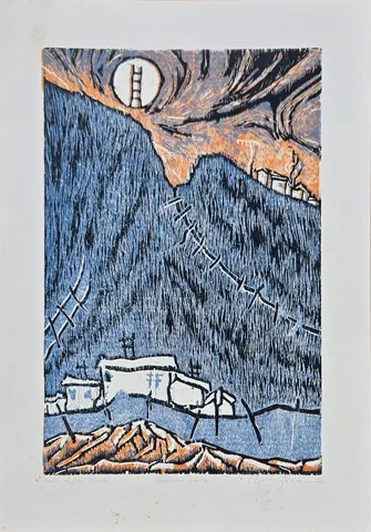 "Geçitler serisi" eseri HASAN KIRAN tarafından 1998 yılında 50x35 cm ölçülerinde Ağaç Baskı tekniği ile yapılmıştır.
