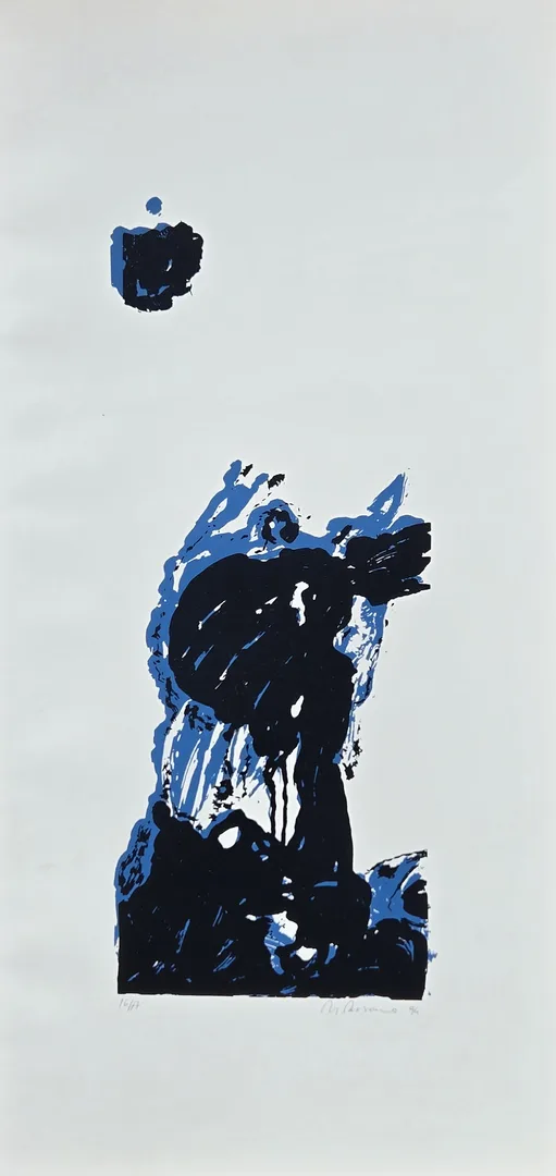 yakınlaştır "İsimsiz" eseri HASAN KIRAN tarafından 1994 yılında 66x32 cm ölçülerinde Linolyum Baskı tekniği ile yapılmıştır.