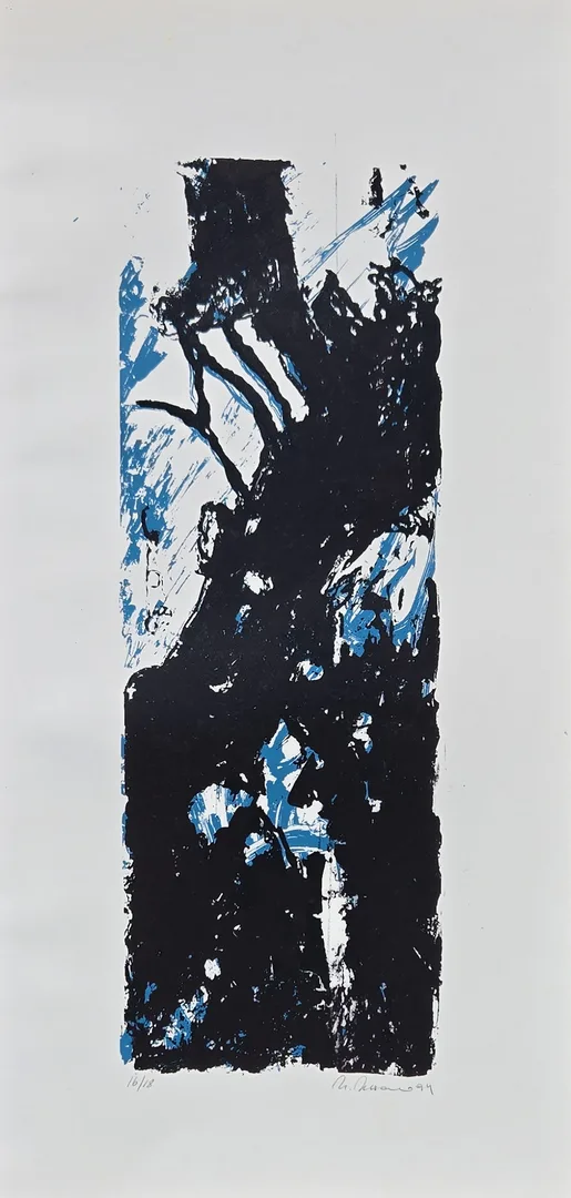 "İsimsiz" eseri HASAN KIRAN tarafından 1994 yılında 66x32 cm ölçülerinde Linolyum Baskı tekniği ile yapılmıştır.