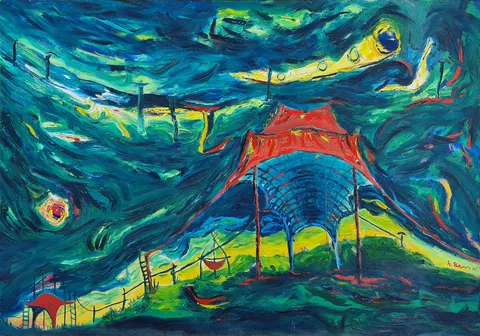 "İsimsiz" eseri HASAN KIRAN tarafından 1999 yılında 100x143 cm ölçülerinde Tuval üzeri yağlı boya tekniği ile yapılmıştır.