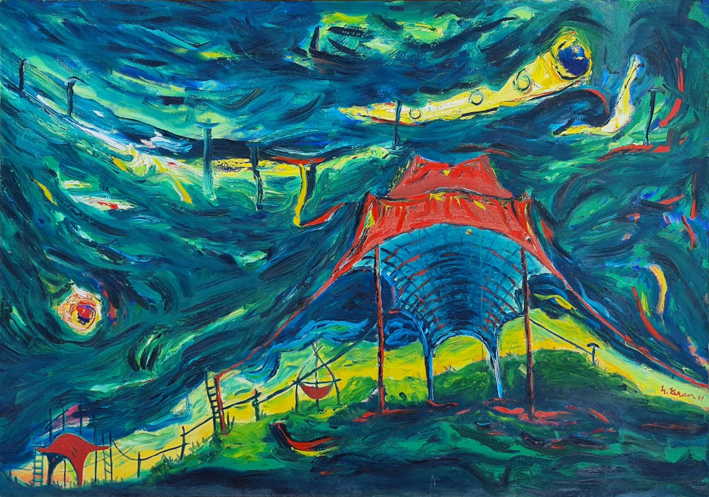 "İsimsiz" eseri HASAN KIRAN tarafından 1999 yılında 100x143 cm ölçülerinde Tuval üzeri yağlı boya tekniği ile yapılmıştır.