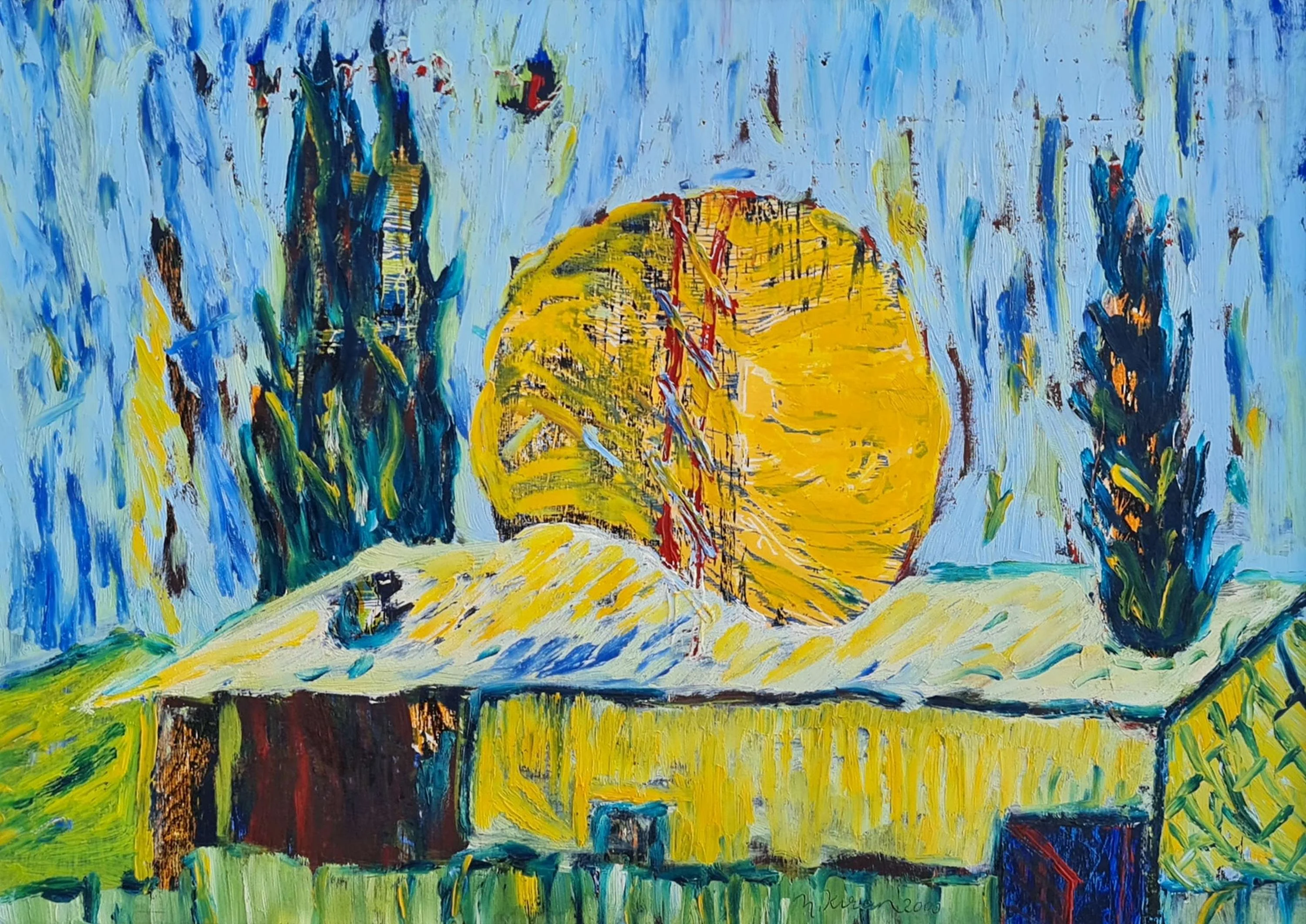 "İsimsiz" eseri HASAN KIRAN tarafından 1999 yılında 45x65 cm ölçülerinde Duralit üzeri yağlı boya tekniği ile yapılmıştır.