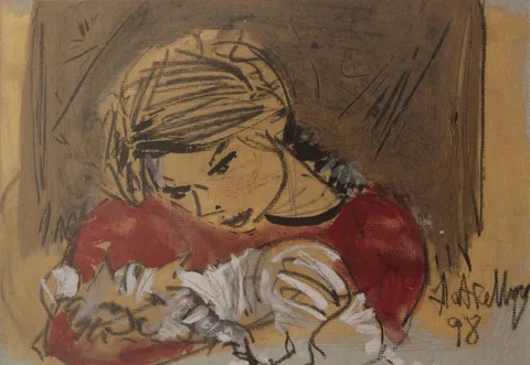 HATİCE UYAR — “İsimsiz”, 1998 "İsimsiz" eseri HATİCE UYAR tarafından 1998 yılında 18x26 cm ölçülerinde Kağıt üzeri yağlı boya tekniği ile yapılmıştır.