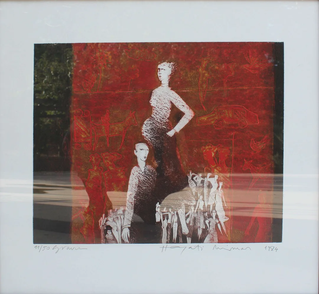 "İsimsiz" eseri HAYATİ MİSMAN tarafından 1984 yılında 40x50 cm ölçülerinde Gravür tekniği ile yapılmıştır.