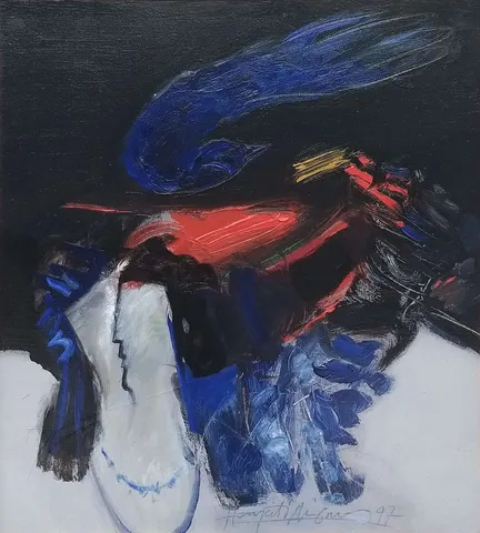 "İsimsiz" eseri HAYATİ MİSMAN tarafından 1997 yılında 50x45 cm ölçülerinde Tuval üzeri yağlı boya tekniği ile yapılmıştır.