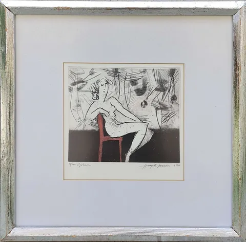 "İsimsiz" eseri HAYATİ MİSMAN tarafından 1990 yılında 20x20 cm ölçülerinde Gravür tekniği ile yapılmıştır.