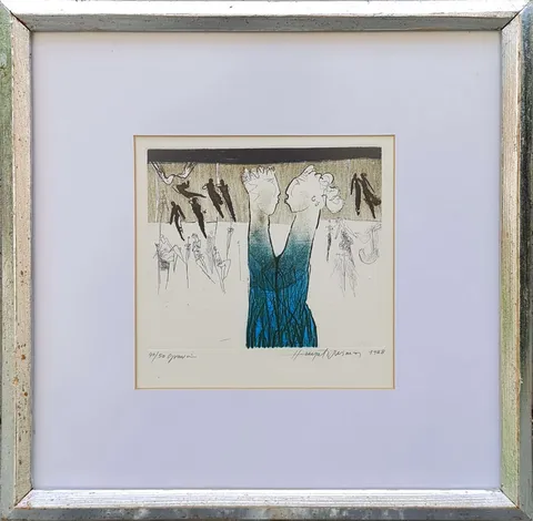 "İsimsiz" eseri HAYATİ MİSMAN tarafından 1988 yılında 20x20 cm ölçülerinde Gravür tekniği ile yapılmıştır.