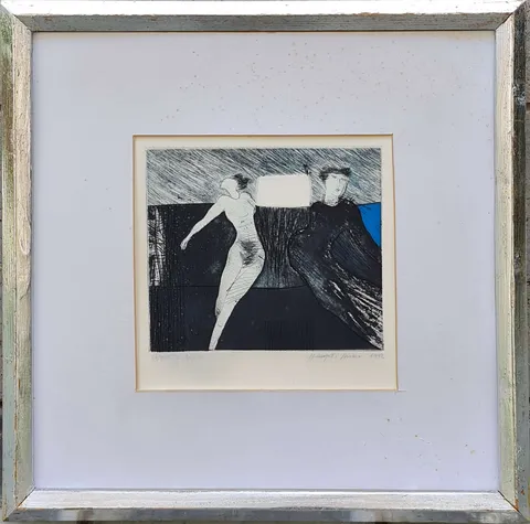 "İsimsiz" eseri HAYATİ MİSMAN tarafından 1992 yılında 20x20 cm ölçülerinde Gravür tekniği ile yapılmıştır.