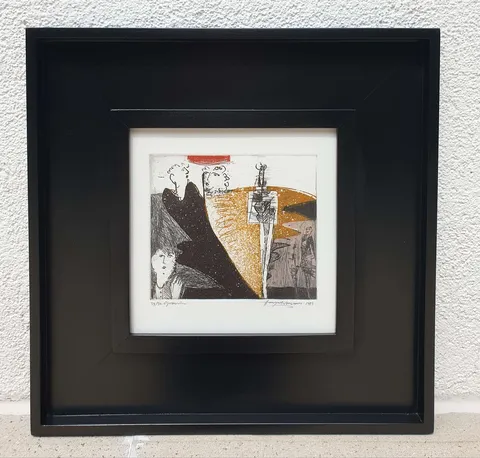 HAYATİ MİSMAN — “İsimsiz”, 1985 "İsimsiz" eseri HAYATİ MİSMAN tarafından 1985 yılında 20x20 cm ölçülerinde Gravür tekniği ile yapılmıştır.