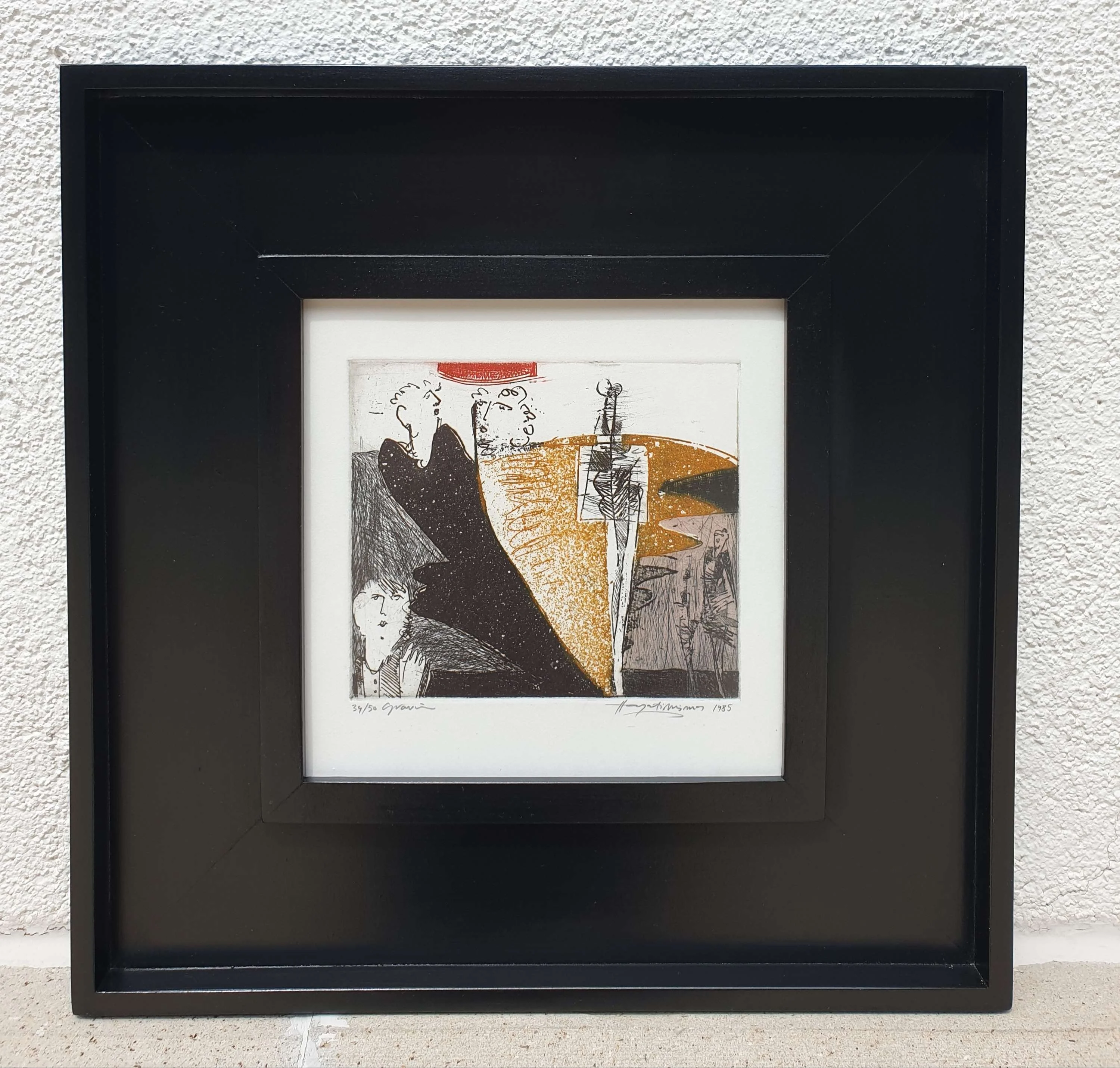 "İsimsiz" eseri HAYATİ MİSMAN tarafından 1985 yılında 20x20 cm ölçülerinde Gravür tekniği ile yapılmıştır.
