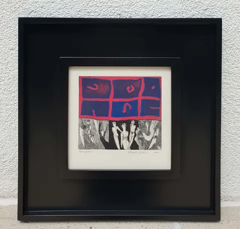 "İsimsiz" eseri HAYATİ MİSMAN tarafından 1990 yılında 20x20 cm ölçülerinde Gravür tekniği ile yapılmıştır.