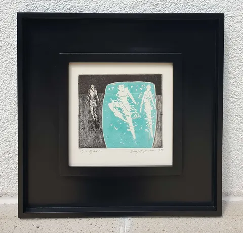 "İsimsiz" eseri HAYATİ MİSMAN tarafından 1985 yılında 20x20 cm ölçülerinde Gravür tekniği ile yapılmıştır.