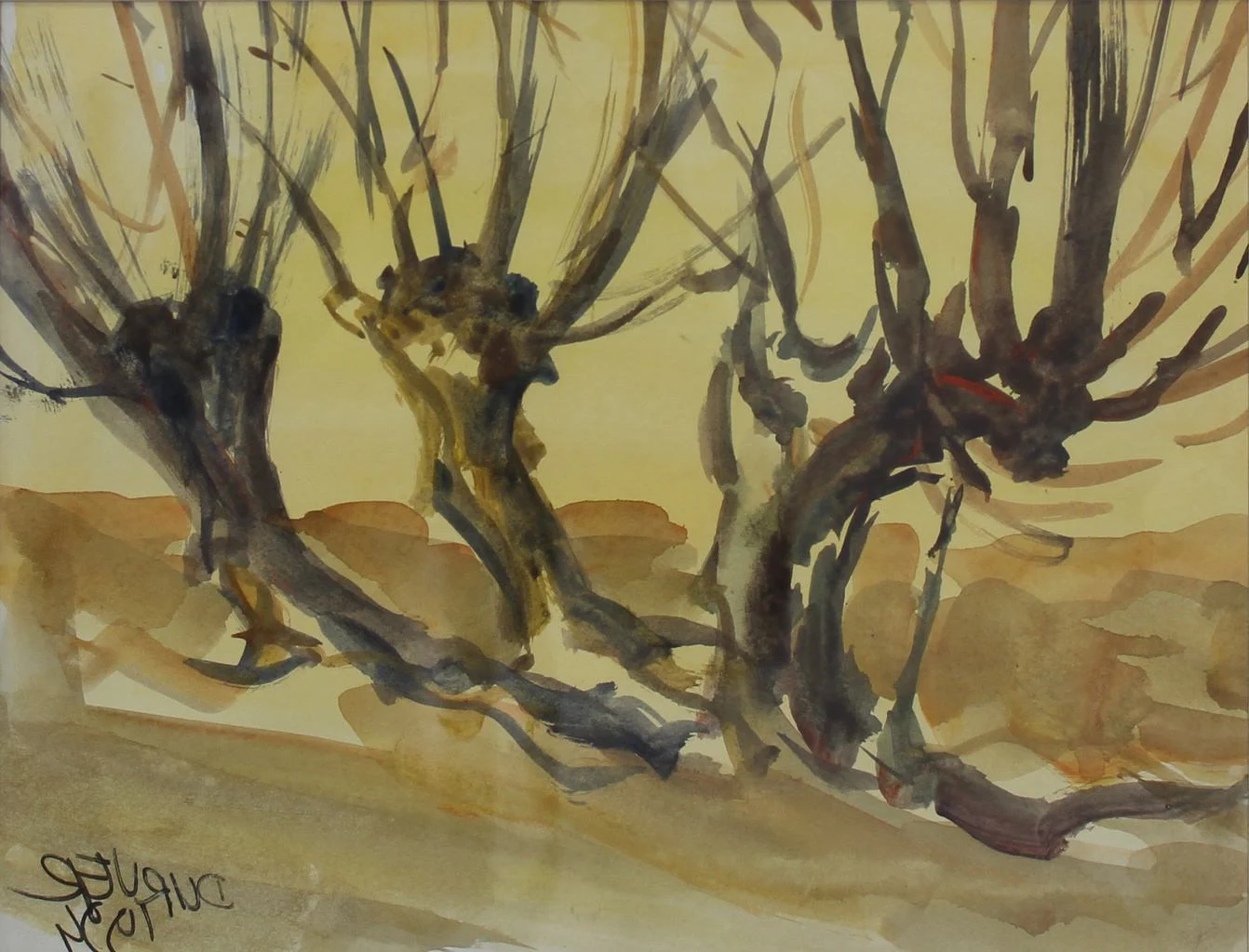 "Kökler" eseri HİKMET DURUER tarafından 23x31 cm ölçülerinde Kağıt üzeri sulu boya tekniği ile yapılmıştır.