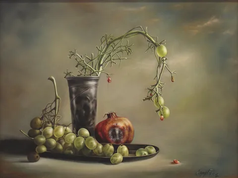 "İsimsiz" eseri HÜSEYİN FEYZULLAH tarafından 2011 yılında 60x80 cm ölçülerinde Tuval üzeri yağlı boya tekniği ile yapılmıştır.