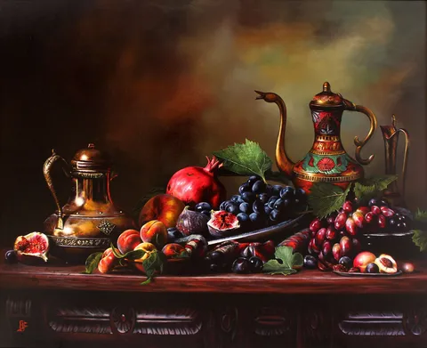 "İsimsiz" eseri HÜSEYİN FEYZULLAH tarafından 2015 yılında 70x90 cm ölçülerinde Tuval üzeri yağlı boya tekniği ile yapılmıştır.