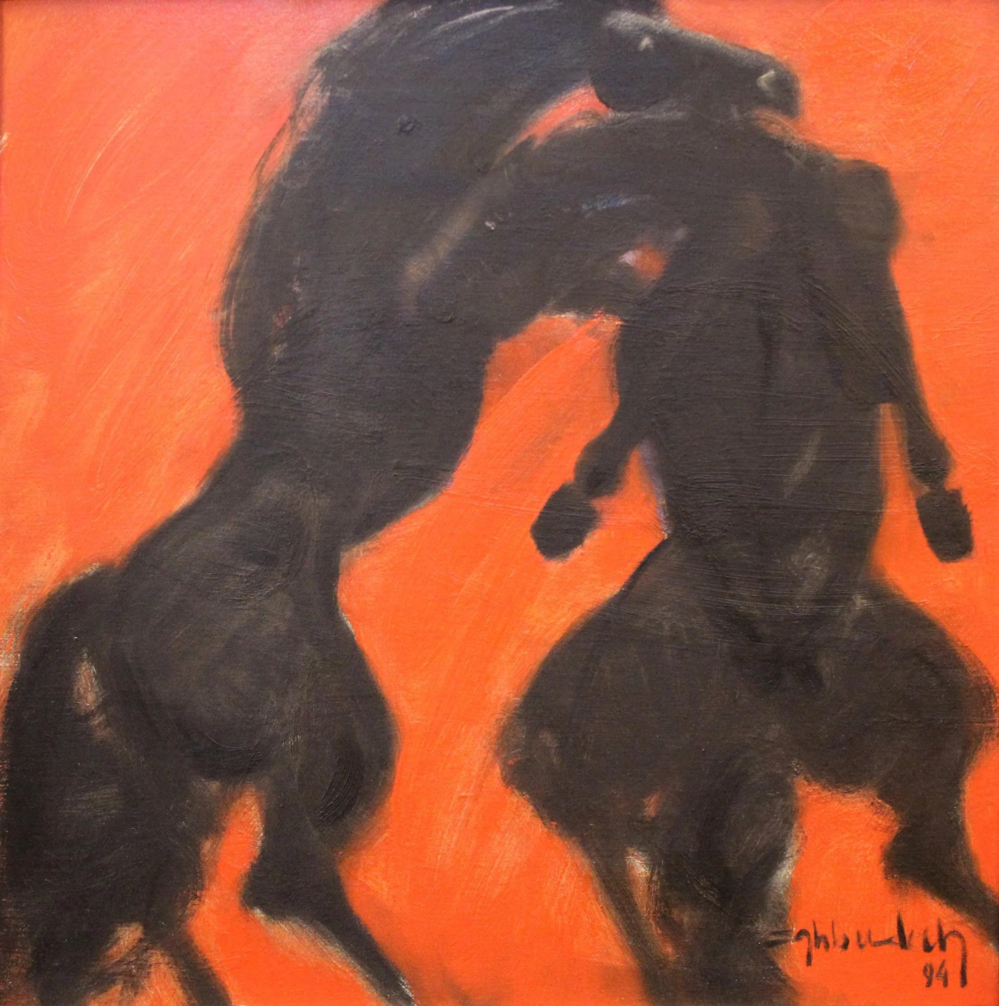 "Kırmızı At" eseri HÜSEYİN ŞAHBUDAK tarafından 1994 yılında 60x60 cm ölçülerinde Tuval üzeri yağlı boya tekniği ile yapılmıştır.