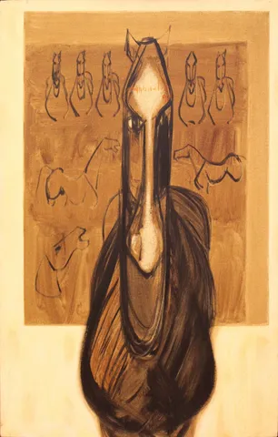 HÜSEYİN ŞAHBUDAK — “İsimsiz”, 1998 "İsimsiz" eseri HÜSEYİN ŞAHBUDAK tarafından 1998 yılında 90x70 cm ölçülerinde Tuval üzeri yağlı boya tekniği ile yapılmıştır.