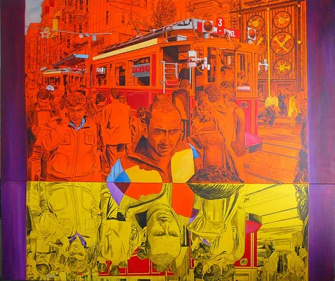 "İstiklalden Yansımalar" eseri İSMAİL ÜNER tarafından 170x200 cm ölçülerinde Tuval üzeri akrilik boya tekniği ile yapılmıştır.
