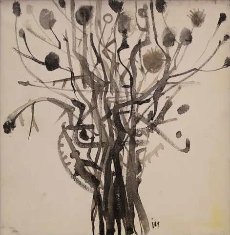 "İsimsiz" eseri İSMAİL YILDIRIM tarafından 2001 yılında 40x40 cm ölçülerinde Tuval üzeri çini mürekkebi tekniği ile yapılmıştır.