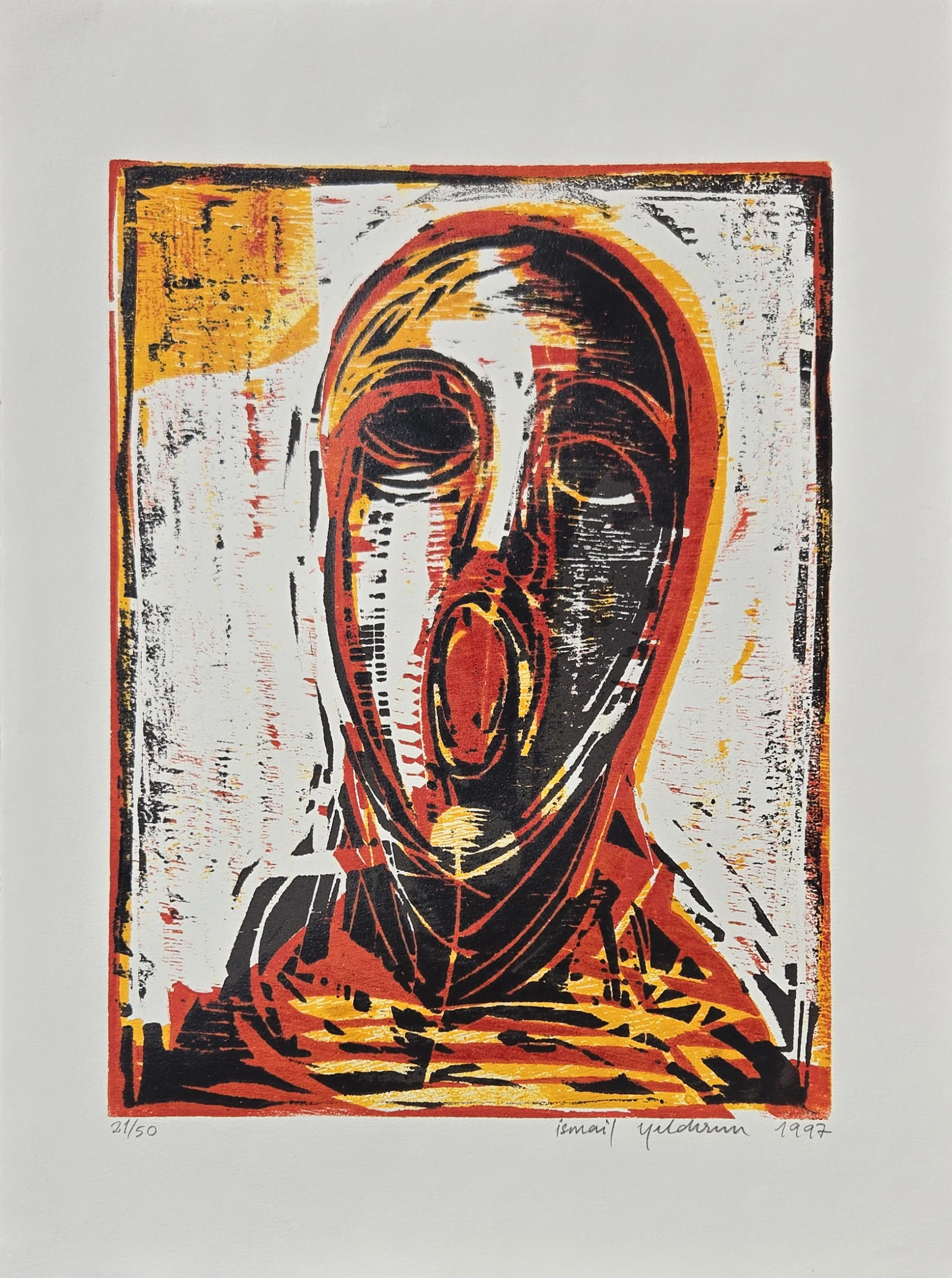 "Çığlık" eseri İSMAİL YILDIRIM tarafından 1997 yılında 54x40 cm ölçülerinde Ağaç Baskı tekniği ile yapılmıştır.