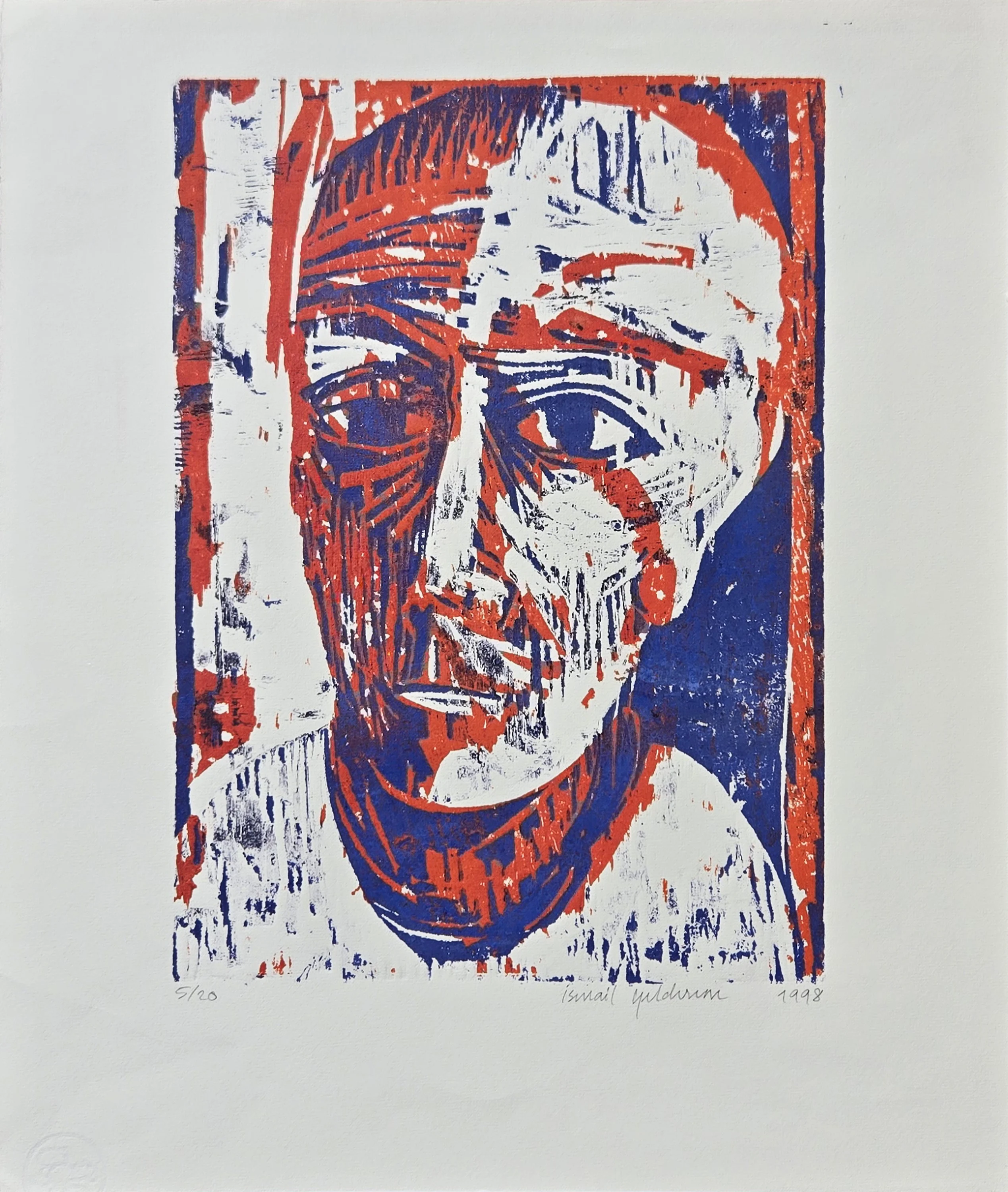 "İsimsiz" eseri İSMAİL YILDIRIM tarafından 1998 yılında 54x40 cm ölçülerinde Ağaç Baskı tekniği ile yapılmıştır.
