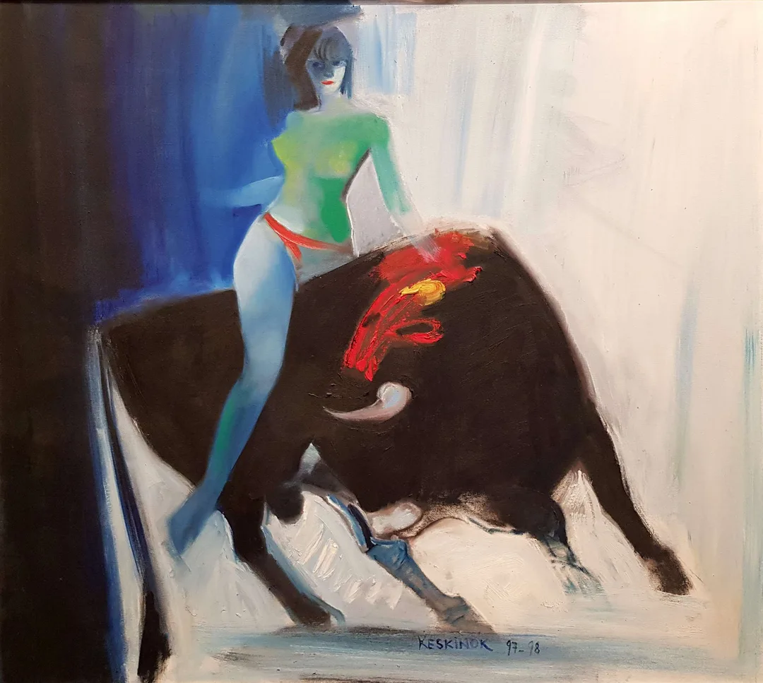 "İsimsiz" eseri KAYIHAN KESKİNOK tarafından 1997 yılında 90x100 cm ölçülerinde Tuval üzeri yağlı boya tekniği ile yapılmıştır.