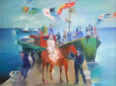 "Karadeniz Düğünü" eseri KAYIHAN KESKİNOK tarafından 2013 yılında 60x80 cm ölçülerinde Tuval üzeri yağlı boya tekniği ile yapılmıştır.