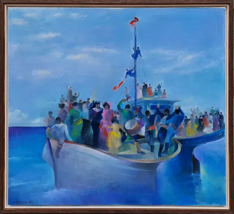 "Karadeniz Düğünü" eseri KAYIHAN KESKİNOK tarafından 1998 yılında 95x104 cm ölçülerinde Tuval üzeri yağlı boya tekniği ile yapılmıştır.