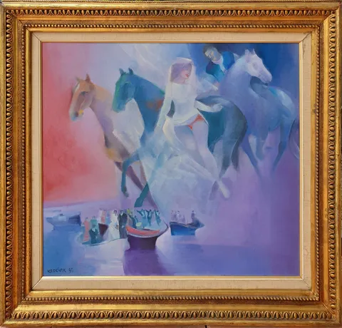 "Karadeniz'de Düğün - Kaçışın Gizemi" eseri KAYIHAN KESKİNOK tarafından 1995 yılında 60x70 cm ölçülerinde Tuval üzeri yağlı boya tekniği ile yapılmıştır.