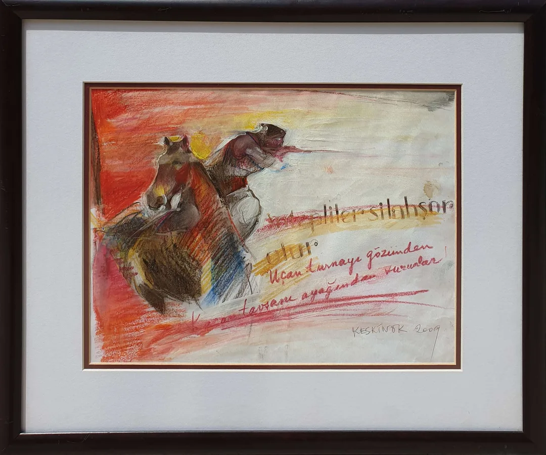yakınlaştır "İsimsiz" eseri KAYIHAN KESKİNOK tarafından 2009 yılında 25x33 cm ölçülerinde Kağıt üzeri pastel boya tekniği ile yapılmıştır.