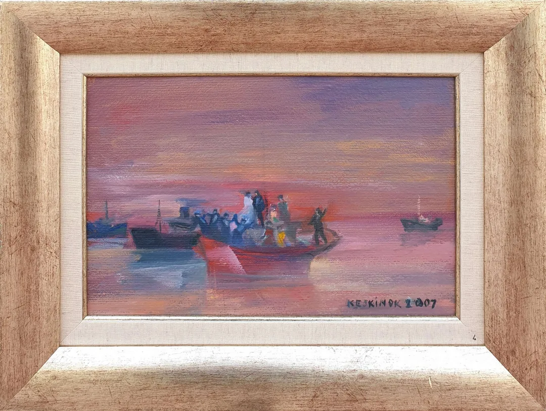 yakınlaştır "Karadeniz Düğünü" eseri KAYIHAN KESKİNOK tarafından 2007 yılında 23x33 cm ölçülerinde Tuval üzeri yağlı boya tekniği ile yapılmıştır.