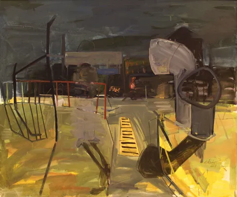 "İsimsiz" eseri LÜTFİ ÖZDEN tarafından 2001 yılında 100x120 cm ölçülerinde Tuval üzeri yağlı boya tekniği ile yapılmıştır.