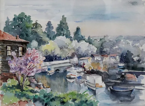 "Göksuda Bahar" eseri LÜTFÜ ÖZSOY tarafından 2005 yılında 27x37 cm ölçülerinde Kağıt üzeri sulu boya tekniği ile yapılmıştır.