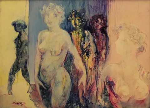 "İsimsiz" eseri MAHMUT ÖZTÜRK tarafından 1991 yılında 78x105 cm ölçülerinde Tuval üzeri yağlı boya tekniği ile yapılmıştır.
