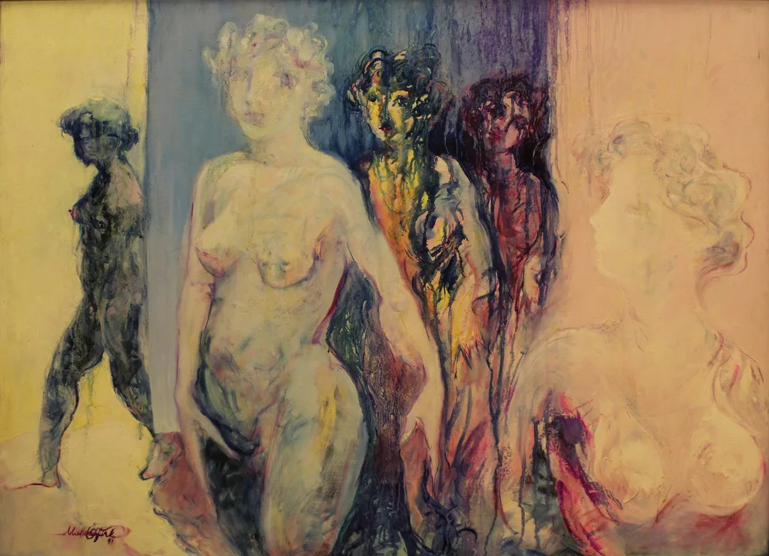 yakınlaştır "İsimsiz" eseri MAHMUT ÖZTÜRK tarafından 1991 yılında 78x105 cm ölçülerinde Tuval üzeri yağlı boya tekniği ile yapılmıştır.