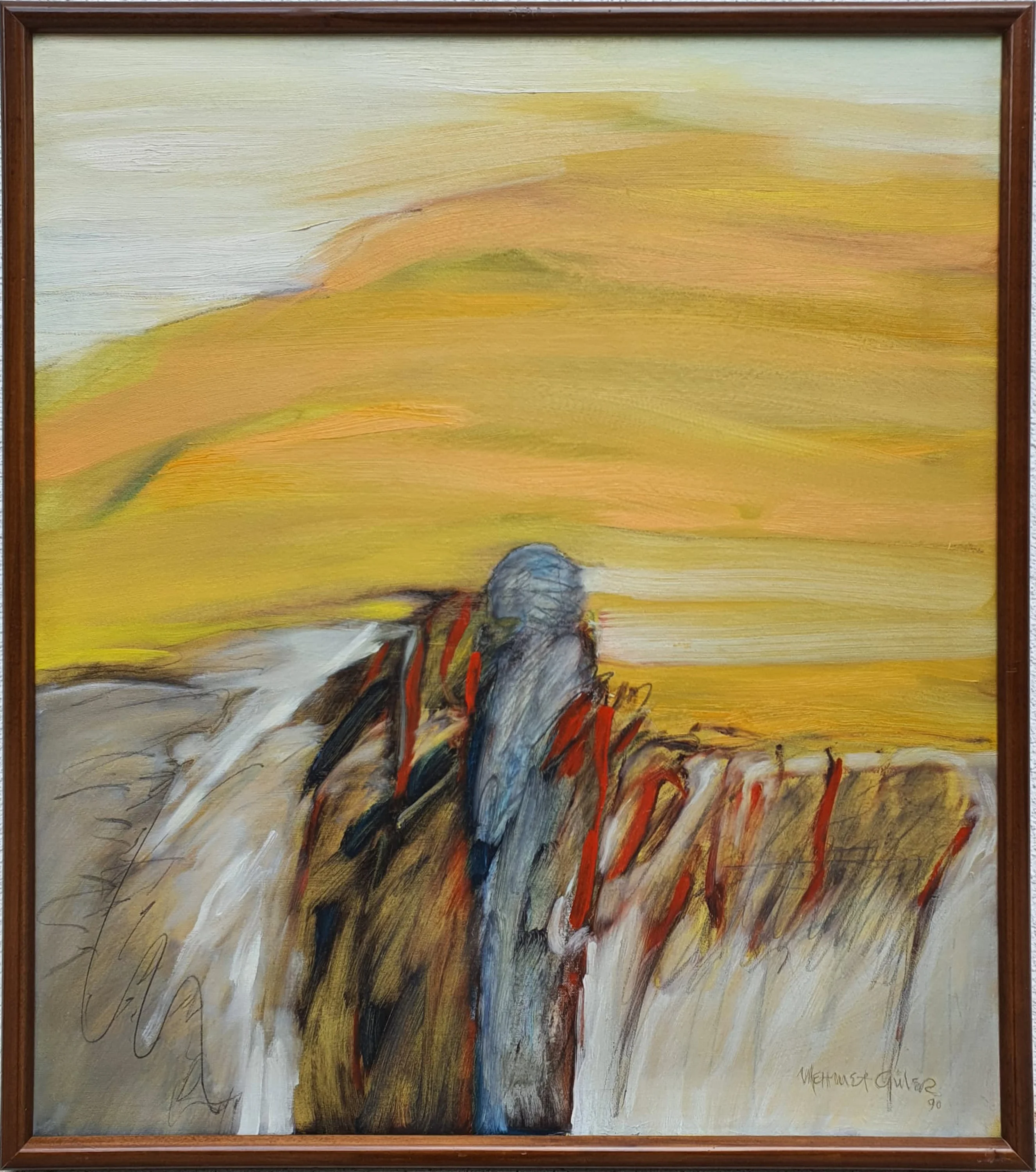 "Yalnızlık" eseri MEHMET GÜLER tarafından 1990 yılında 80x70 cm ölçülerinde Tuval üzeri yağlı boya tekniği ile yapılmıştır.