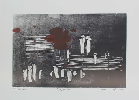 MELİKE TAŞÇIOĞLU — “City Ghosts”, 2005 "City Ghosts" eseri MELİKE TAŞÇIOĞLU tarafından 2005 yılında 37x57 cm ölçülerinde Monotype tekniği ile yapılmıştır.