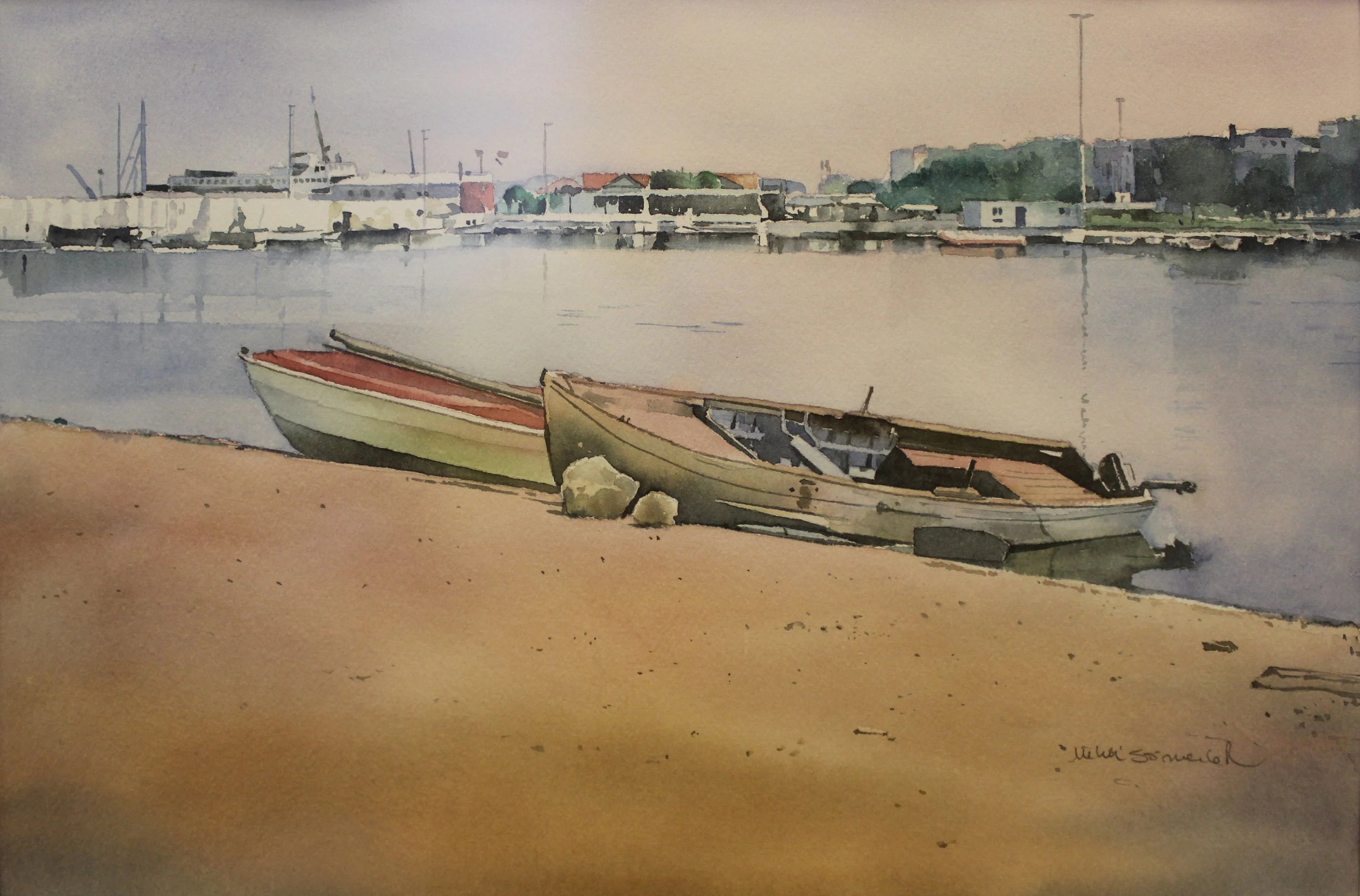 "İsimsiz" eseri METİN SÖNMEZLER tarafından 30x44 cm ölçülerinde Kağıt üzeri sulu boya tekniği ile yapılmıştır.