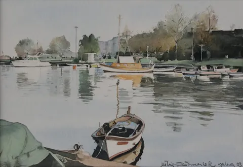 "Yalova" eseri METİN SÖNMEZLER tarafından 20x30 cm ölçülerinde Kağıt üzeri sulu boya tekniği ile yapılmıştır.