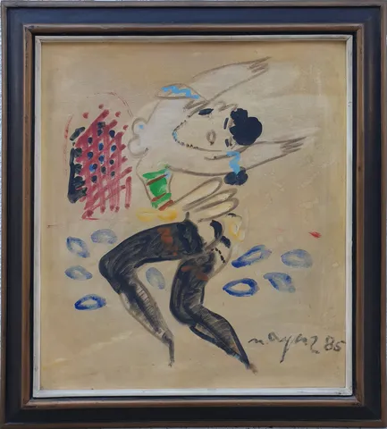 "İsimsiz" eseri MUSTAFA AYAZ tarafından 1985 yılında 37x33 cm ölçülerinde Kağıt üzeri yağlı boya tekniği ile yapılmıştır.