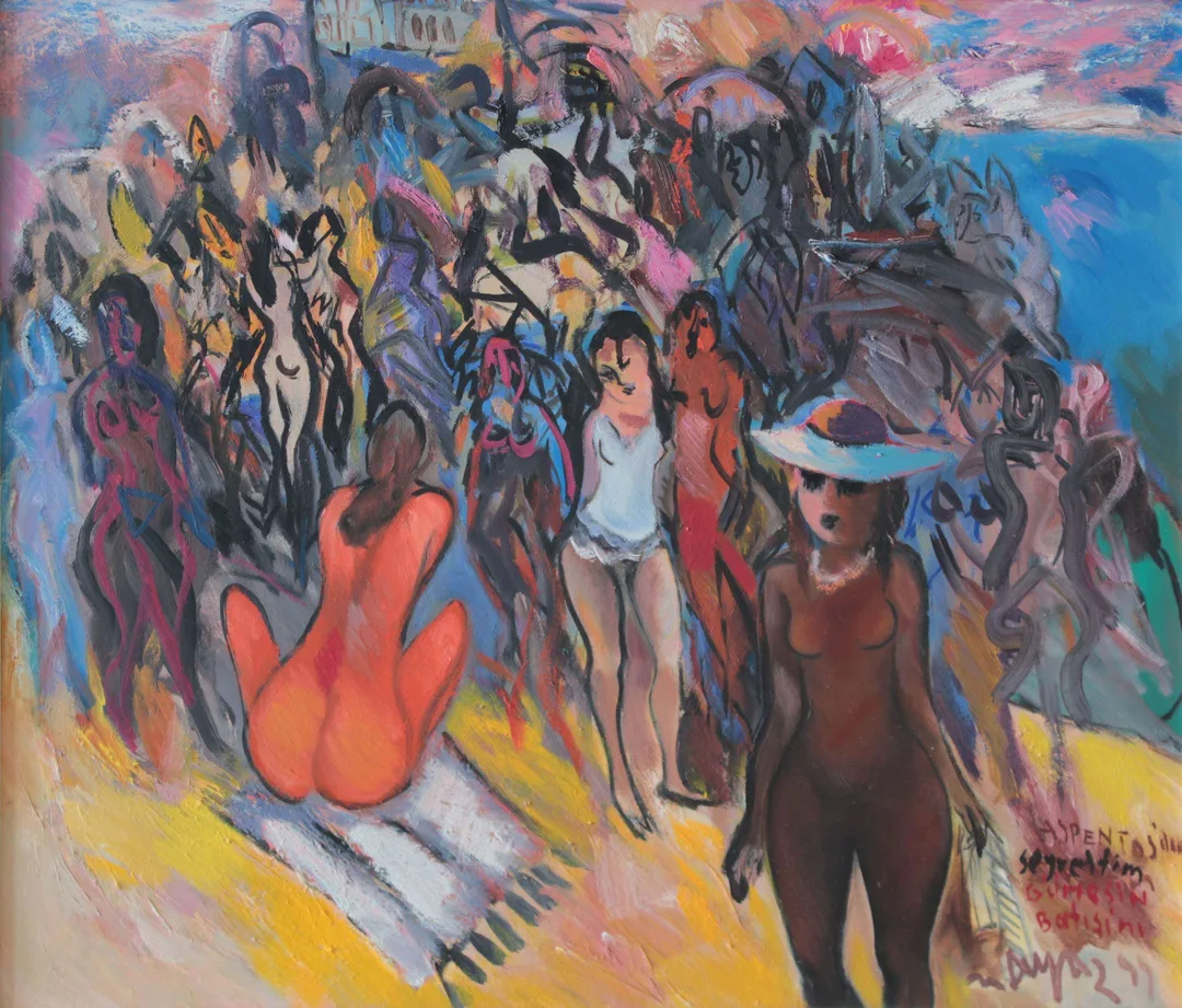 yakınlaştır "İsimsiz" eseri MUSTAFA AYAZ tarafından 1999 yılında 60x70 cm ölçülerinde Tuval üzeri yağlı boya tekniği ile yapılmıştır.