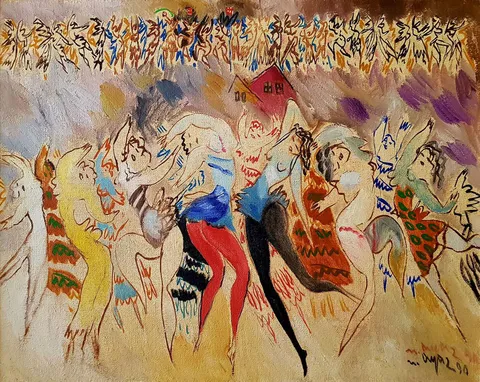 "İsimsiz" eseri MUSTAFA AYAZ tarafından 1990 yılında 80x100 cm ölçülerinde Tuval üzeri yağlı boya tekniği ile yapılmıştır.