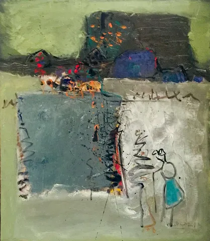 MUSTAFA AYAZ — “İsimsiz”, 1973 "İsimsiz" eseri MUSTAFA AYAZ tarafından 1973 yılında 70x60 cm ölçülerinde Tuval üzeri yağlı boya tekniği ile yapılmıştır.