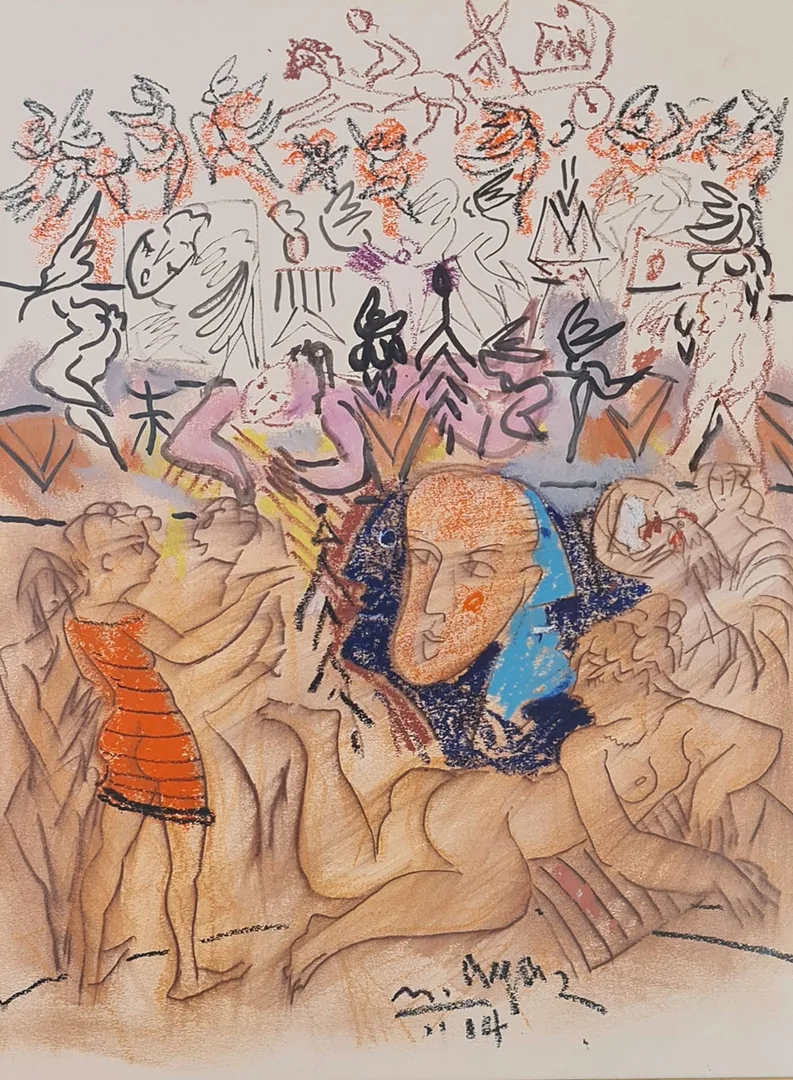 yakınlaştır "İsimsiz" eseri MUSTAFA AYAZ tarafından 2014 yılında 70x50 cm ölçülerinde Kağıt Üzeri Yağlı Boya + Duralite Marufle tekniği ile yapılmıştır.