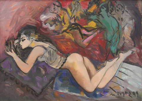 MUSTAFA AYAZ — “İsimsiz”, 1999 "İsimsiz" eseri MUSTAFA AYAZ tarafından 1999 yılında 35x49 cm ölçülerinde Kağıt üzeri yağlı boya tekniği ile yapılmıştır.
