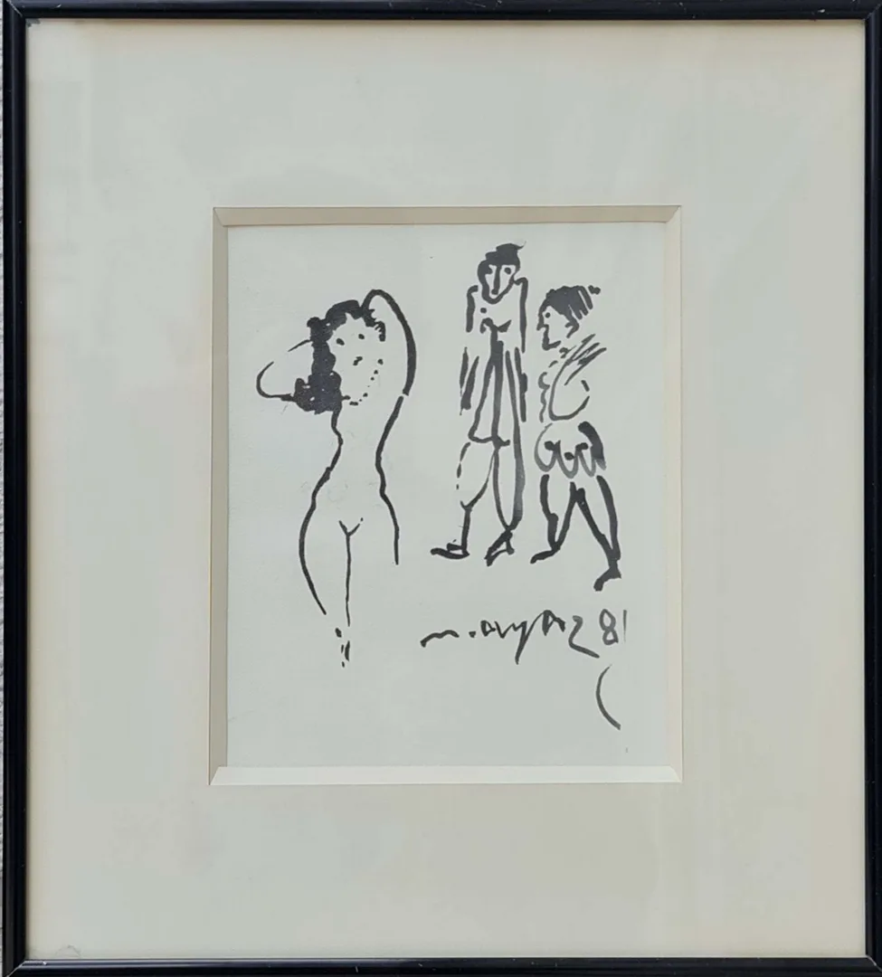 "İsimsiz" eseri MUSTAFA AYAZ tarafından 1980 yılında 15x12 cm ölçülerinde Kağıt üzeri sulu boya tekniği ile yapılmıştır.