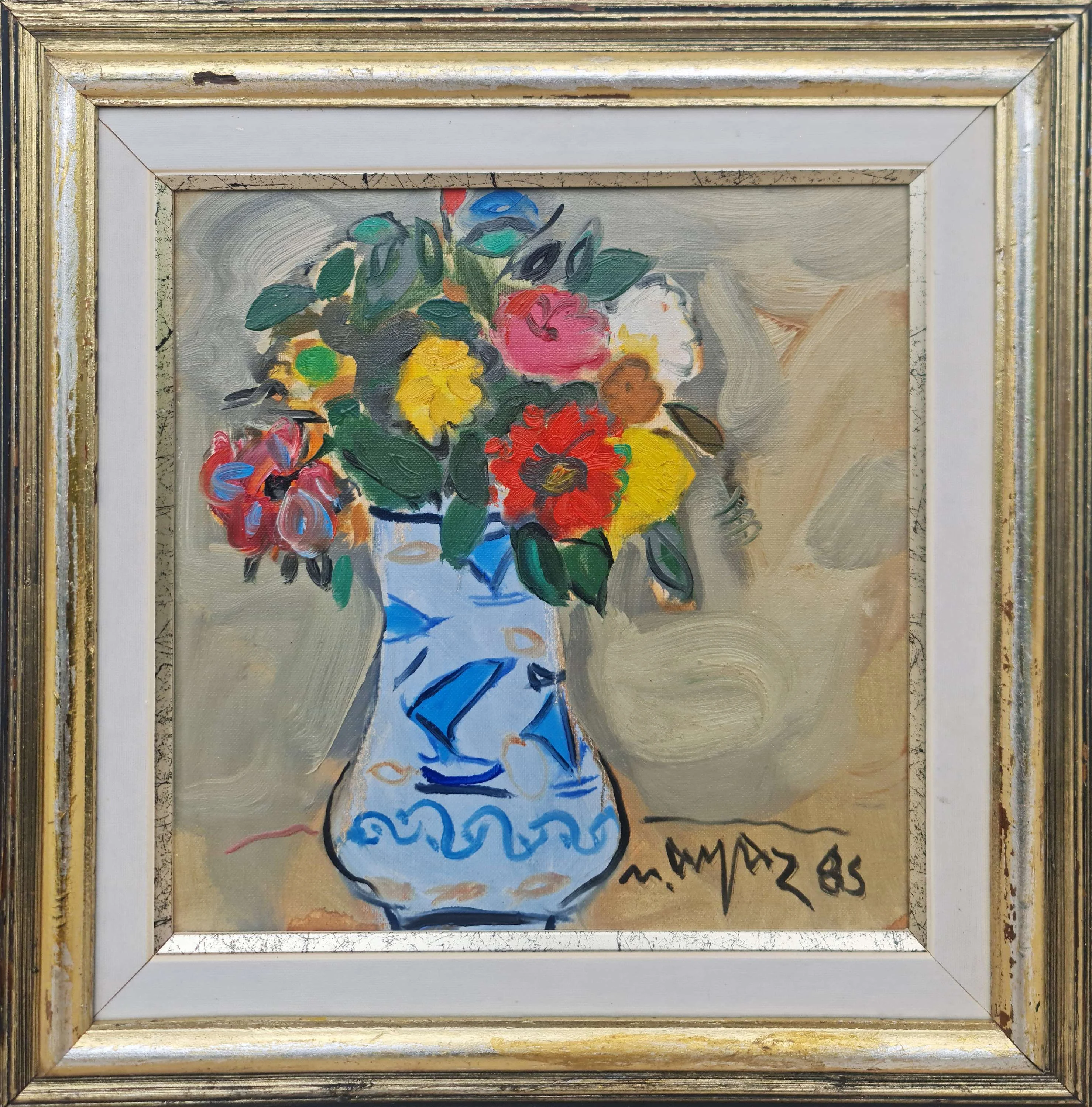 "Natürmort" eseri MUSTAFA AYAZ tarafından 1985 yılında 30x30 cm ölçülerinde Tuval üzeri yağlı boya tekniği ile yapılmıştır.