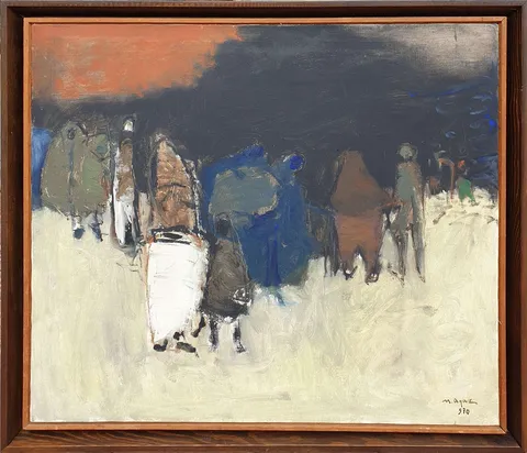 "İsimsiz" eseri MUSTAFA AYAZ tarafından 1970 yılında 60x70 cm ölçülerinde Tuval üzeri yağlı boya tekniği ile yapılmıştır.