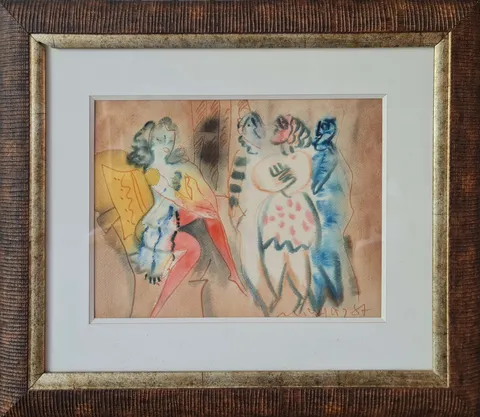 MUSTAFA AYAZ — “İsimsiz”, 1987 "İsimsiz" eseri MUSTAFA AYAZ tarafından 1987 yılında 22x30 cm ölçülerinde Kağıt üzeri karışık teknik tekniği ile yapılmıştır.