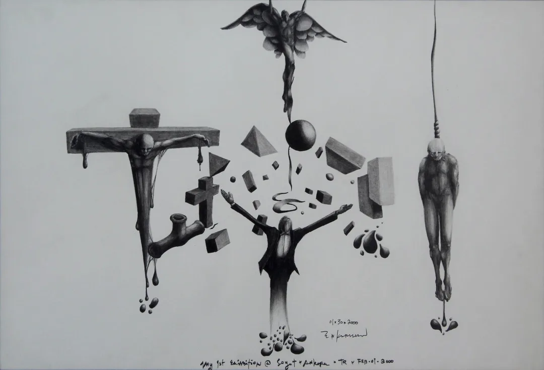 "İsimsiz" eseri MUSTAFA KARAHAN tarafından 19x28 cm ölçülerinde Kağıt üzeri kara kalem tekniği ile yapılmıştır.